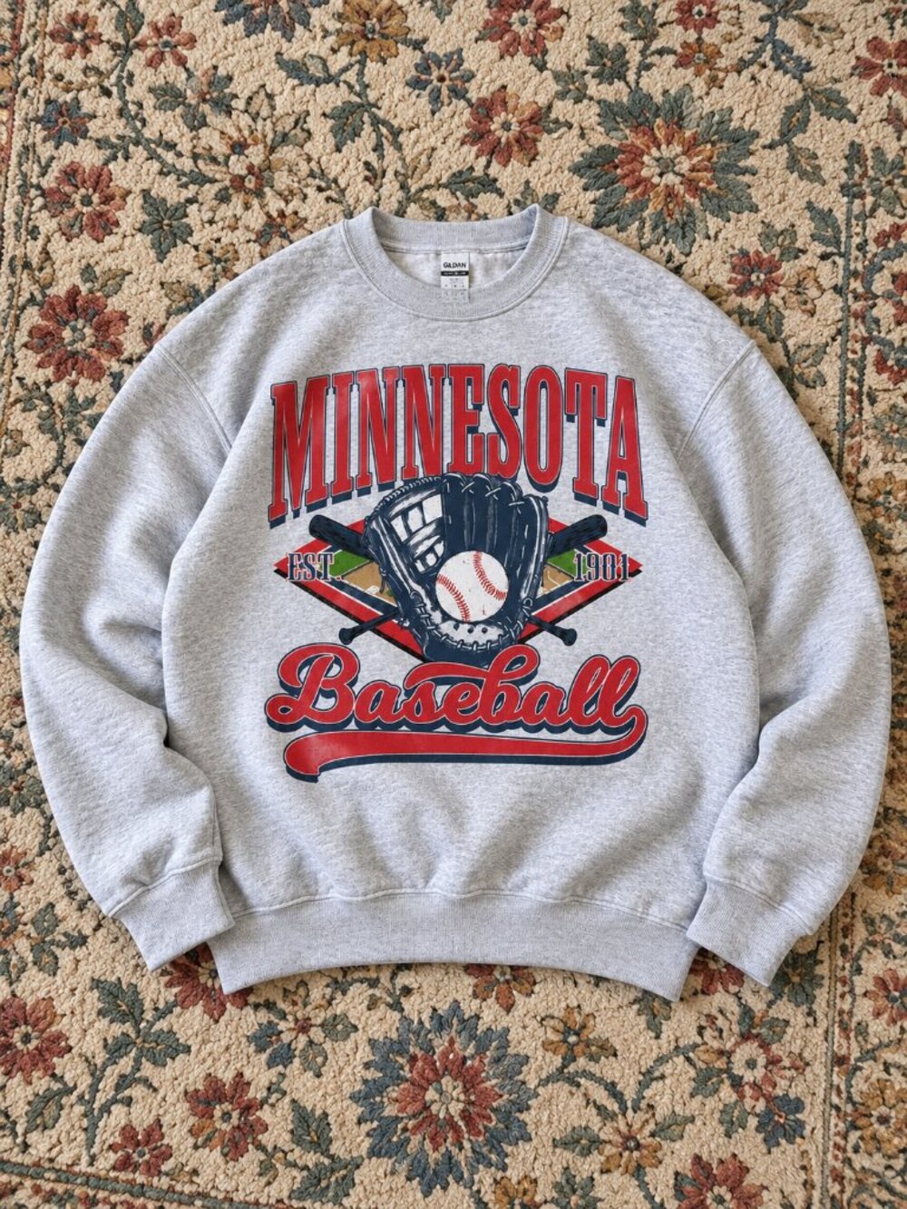 Minnesota Baseball Graphic Crewneck Sweatshirt Unisex Pullover